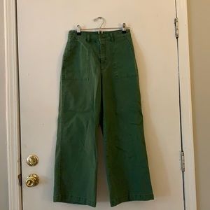 Green Wide Leg Cropped Pants